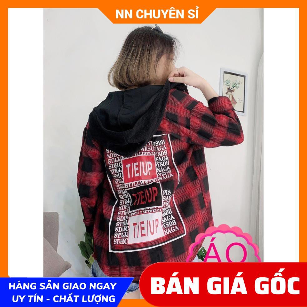 ÁO SƠ MI CARO CÓ NÓN IN HÌNH CỰC CHẤT ⚡100% ẢNH THẬT⚡