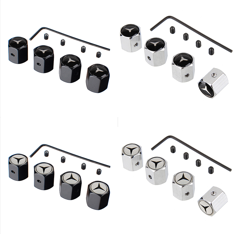 4 Nắp Van Bánh Xe Hơi mercedes benz amg brabus apple tree logo w210 w203 w204 w202 w176 Bằng Hợp Kim
