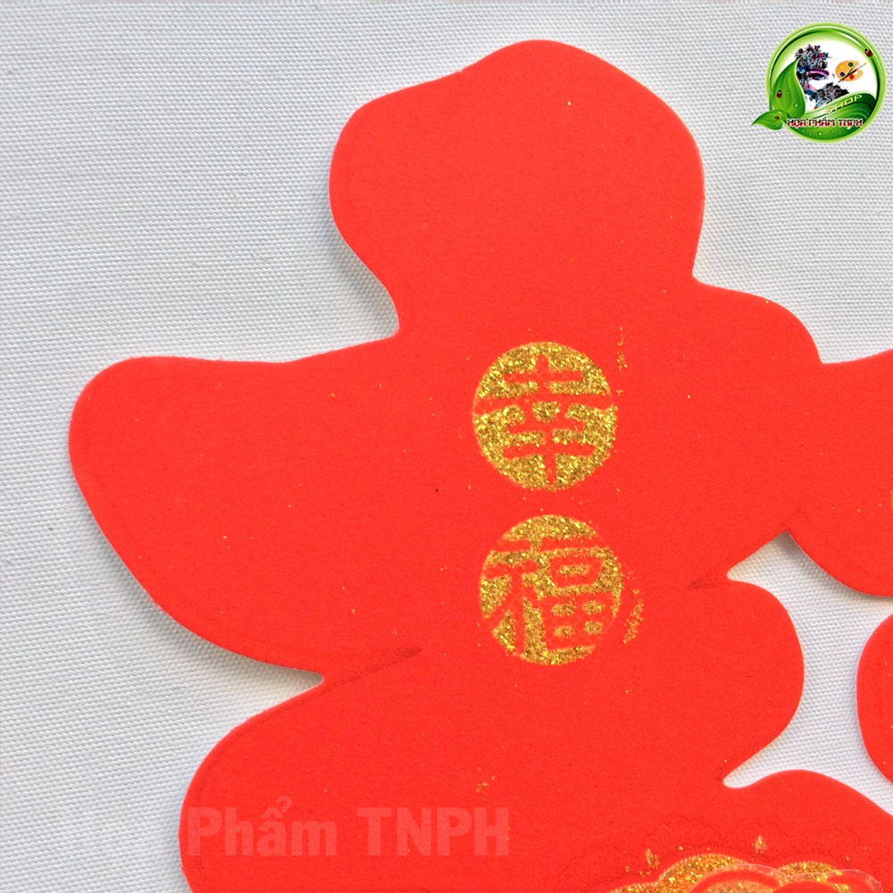 Chữ Hỷ 3D Nhung Nỉ Đỏ 34x34 cm Họa Tiết Ánh Kim Sang Trọng Tuyệt Đẹp Trang Trí Phòng Cưới Xe Hoa Cô Dâu Dán Phòng Vu Quy