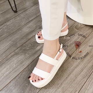 Xăng đan đế bằng - giày bánh mì thời trang hai quai ngang đế bằng nữ tính