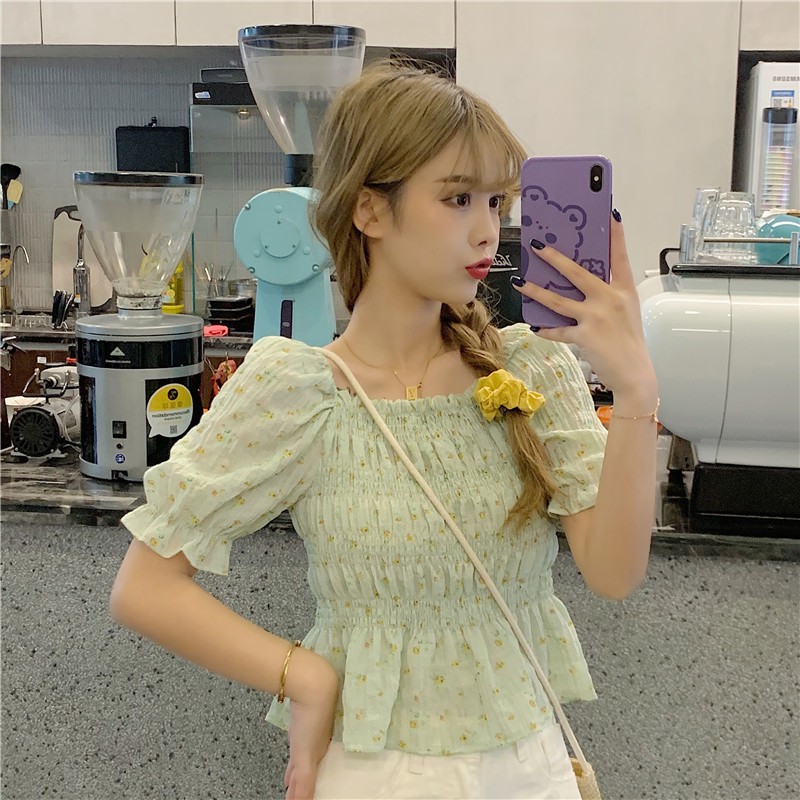 Áo Kiểu Cổ Vuông Tay Phồng In Hoa Xinh Xắn Thời Trang Cho Phụ Nữ | BigBuy360 - bigbuy360.vn