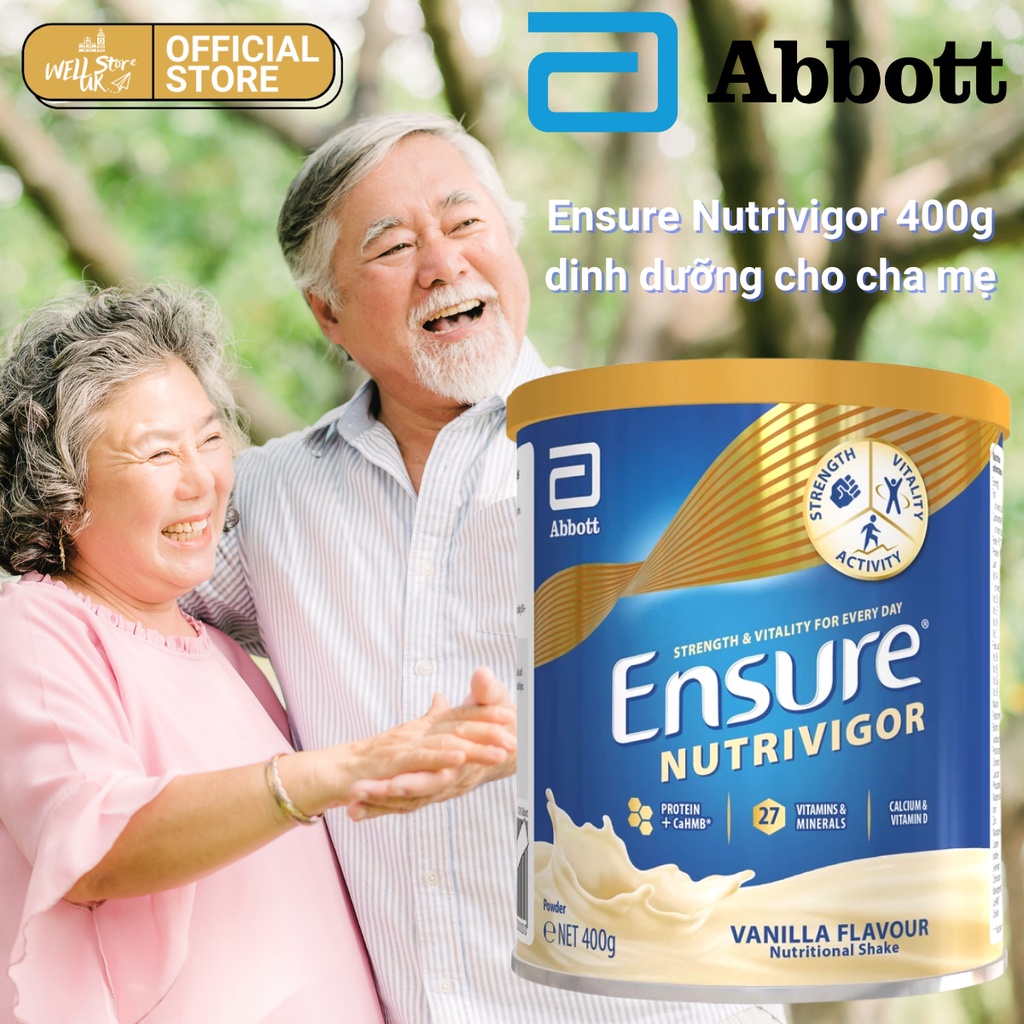 UK- Sữa Ensure Nutrivigor hương vani hộp 400 gr hãng Abb.ott cho người thiếu chất