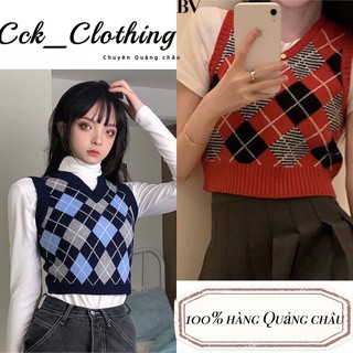 ☑️Áo gile len nữ họa tiết kẻ trám phong cách Hàn Quốc trẻ trung năng động hot trend thời trang thu đông nữ_M11☑️