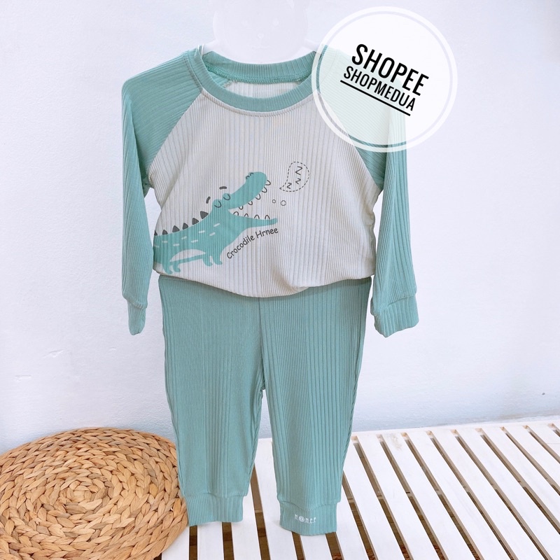 [HRNEE] Bộ cộc tay TODDLER chỉ hãng hrnee chất modal