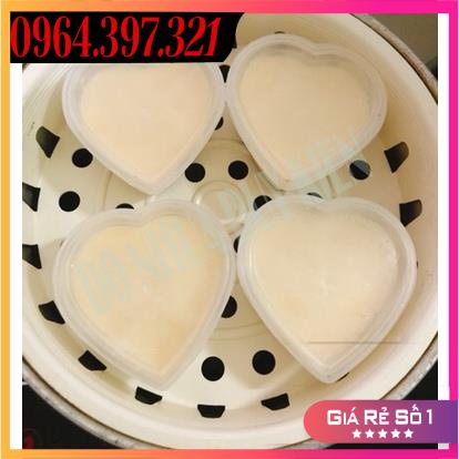 Bộ 5 Cốc Khuôn Hũ Nhựa Dầy Làm Caramen, Bánh Flan, Thạch, Sữa Chua Hình Tròn, Trái Tim