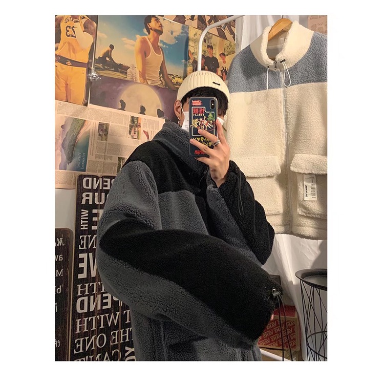 Áo khoác đệm lông cừu giữ ấm phong cách Hàn Quốc tùy chọn màu sắc