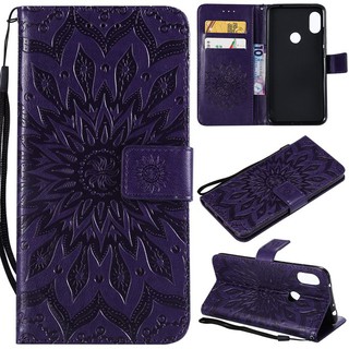 For Xiaomi Redmi Note 6 Pro Purple Sunflower High Quality Leather Flip Case Cover