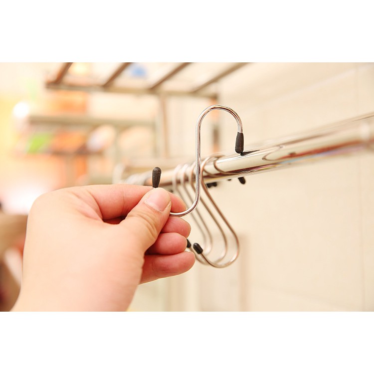 Ví 4 cái móc treo chữ S inox có bọc nhựa - HV Store SZ672
