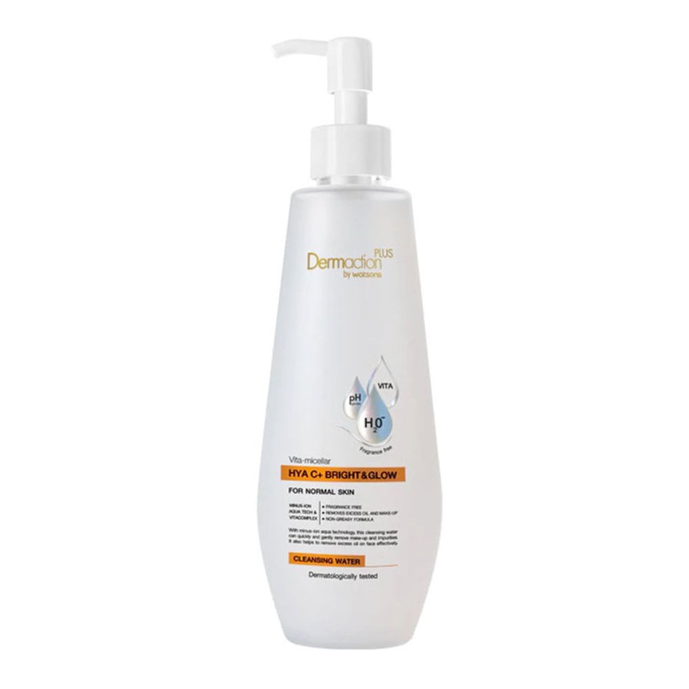 Nước Tẩy Trang Dermaction Plus By Watsons Vita-Micellar Hya C+ Bright &amp; Glow Cleansing Water 250ml