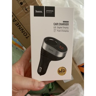 Tẩu sạc điện thoại Hiển Thị Đèn Led Chia Cổng trên xe hơi ô tô Hoco Cao Cấp Z29