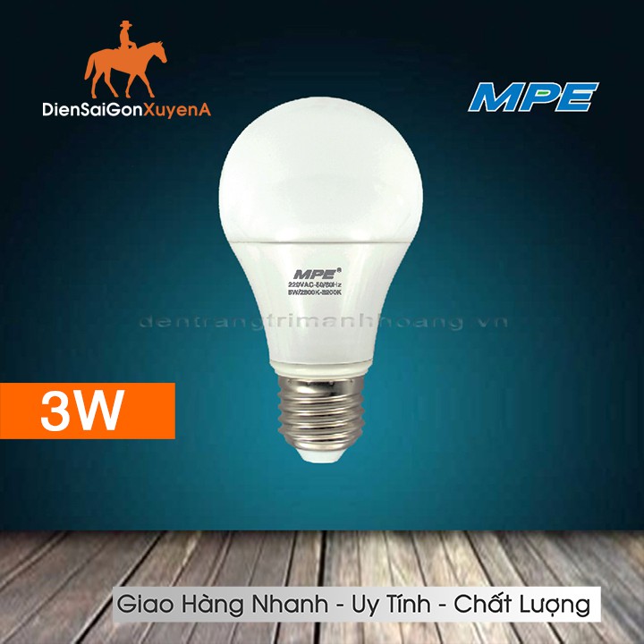 Bóng đèn MPE 3W LED Bulb tròn ánh sáng VÀNG - Điện Sài Gòn Xuyên Á