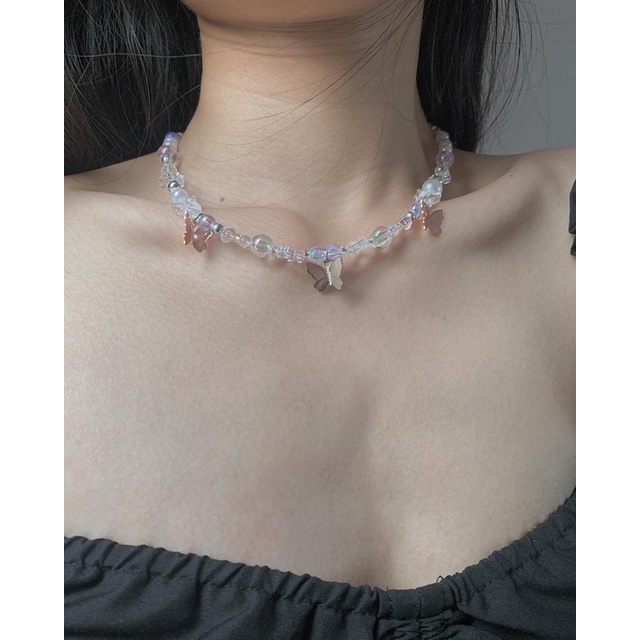 Vòng cổ butterfly trắng handmade