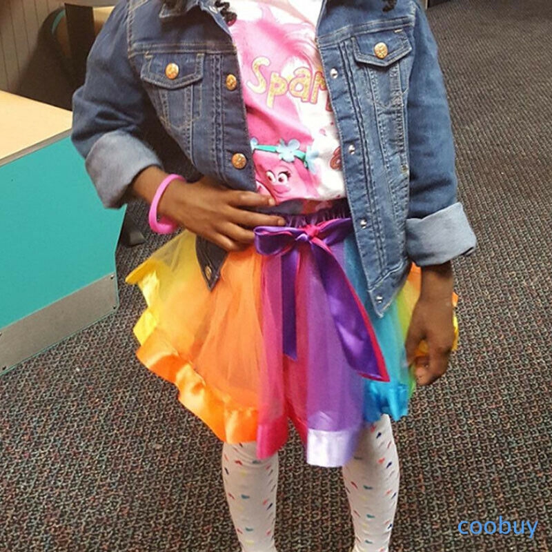CB❤❤ Kids Girl Rainbow Princess Tulle Tutu Mini Skirt Ballet Summer Dance Party Perform