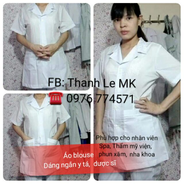 Áo Blouse -dùng cho y tá, dược sĩ, spa, thẩm mỹ, nha khoa, phòng khám ,dáng siêu đẹp