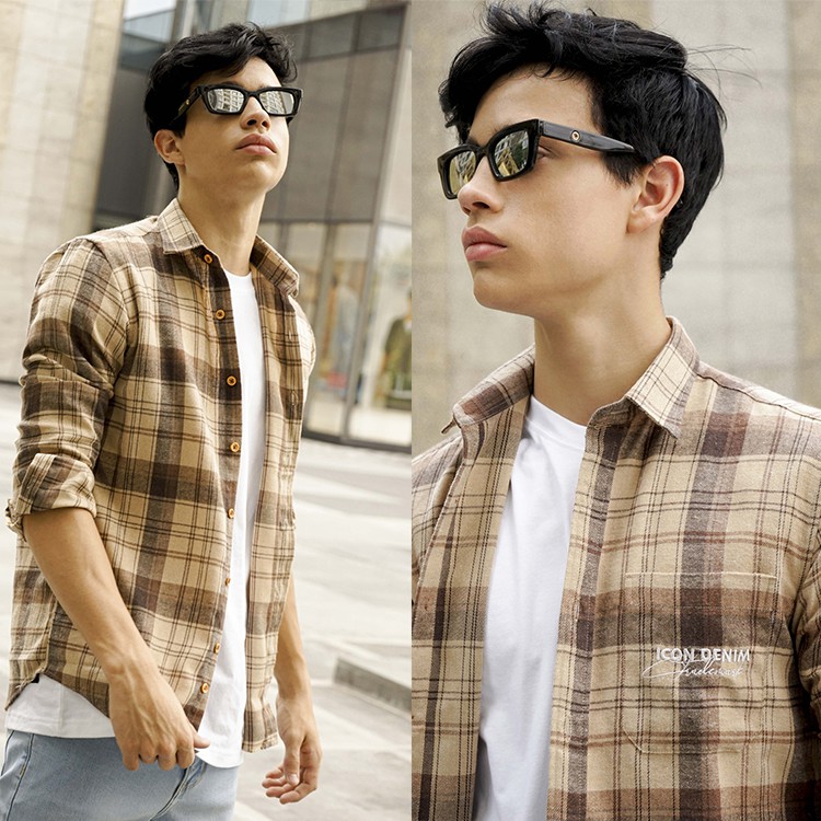 Áo Sơ Mi Nam ICON DENIM Tay Dài Kiểu Flannel Trademark | BigBuy360 - bigbuy360.vn