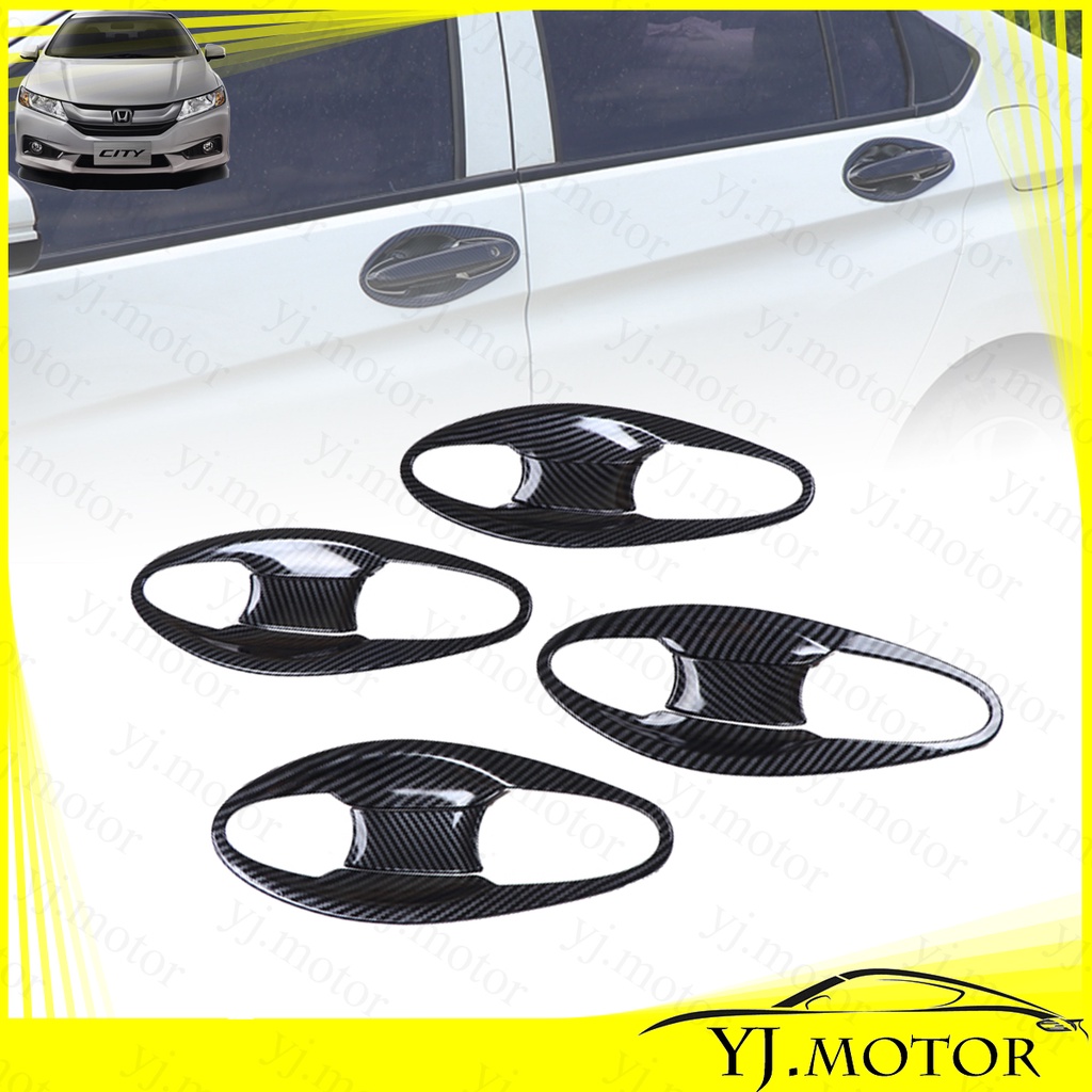 Ốp Bọc Tay Nắm Cửa Xe Hơi Bằng ABS Họa Tiết Sợi Carbon Cho 2014-2019 Honda City GM6