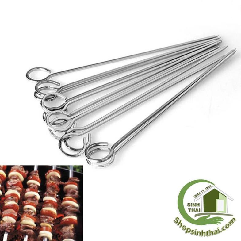 Xiên nướng thịt bằng inox - que xiên thịt tròn inox không gỉ dài 30cm ( 1 que)