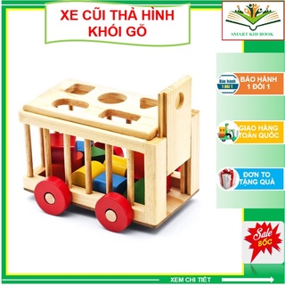 Xe Cũi Thả Hình Khối Gỗ Giúp Bé Phát Triển Tư Duy Hình Khối, Màu Sắc