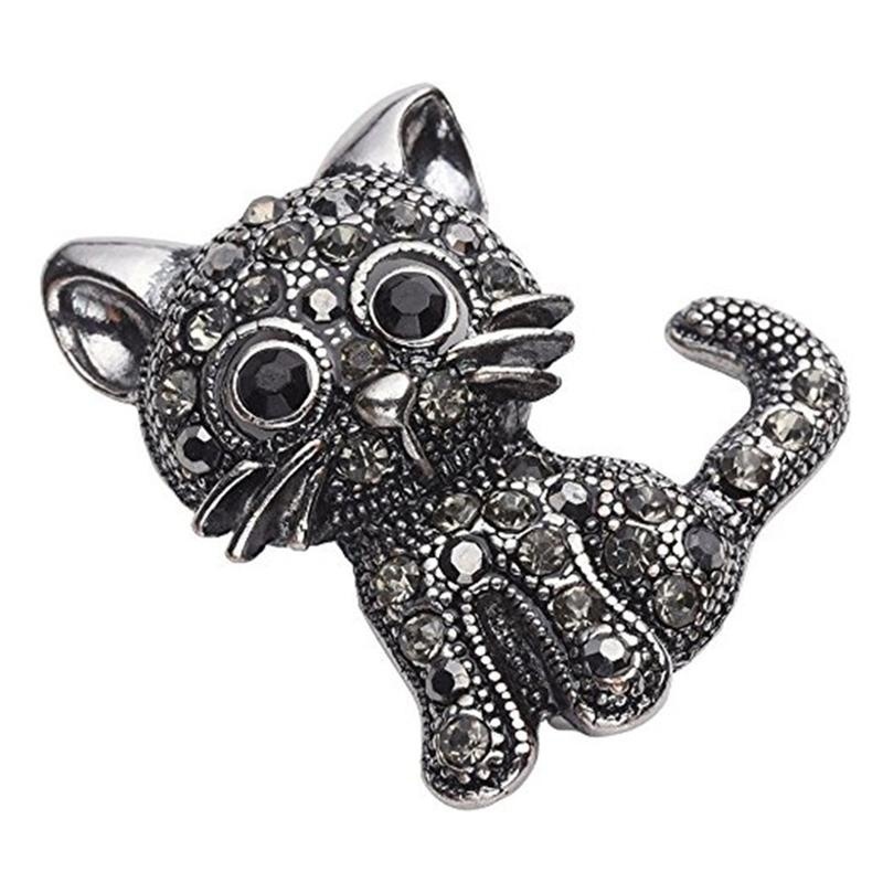 Ghim Cài Áo Hình Chú Mèo Đính Đá Thời Trang Cho Nữ