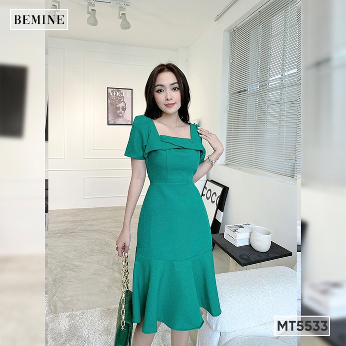 Đầm cổ vuông đính nút BEMINE MT5533