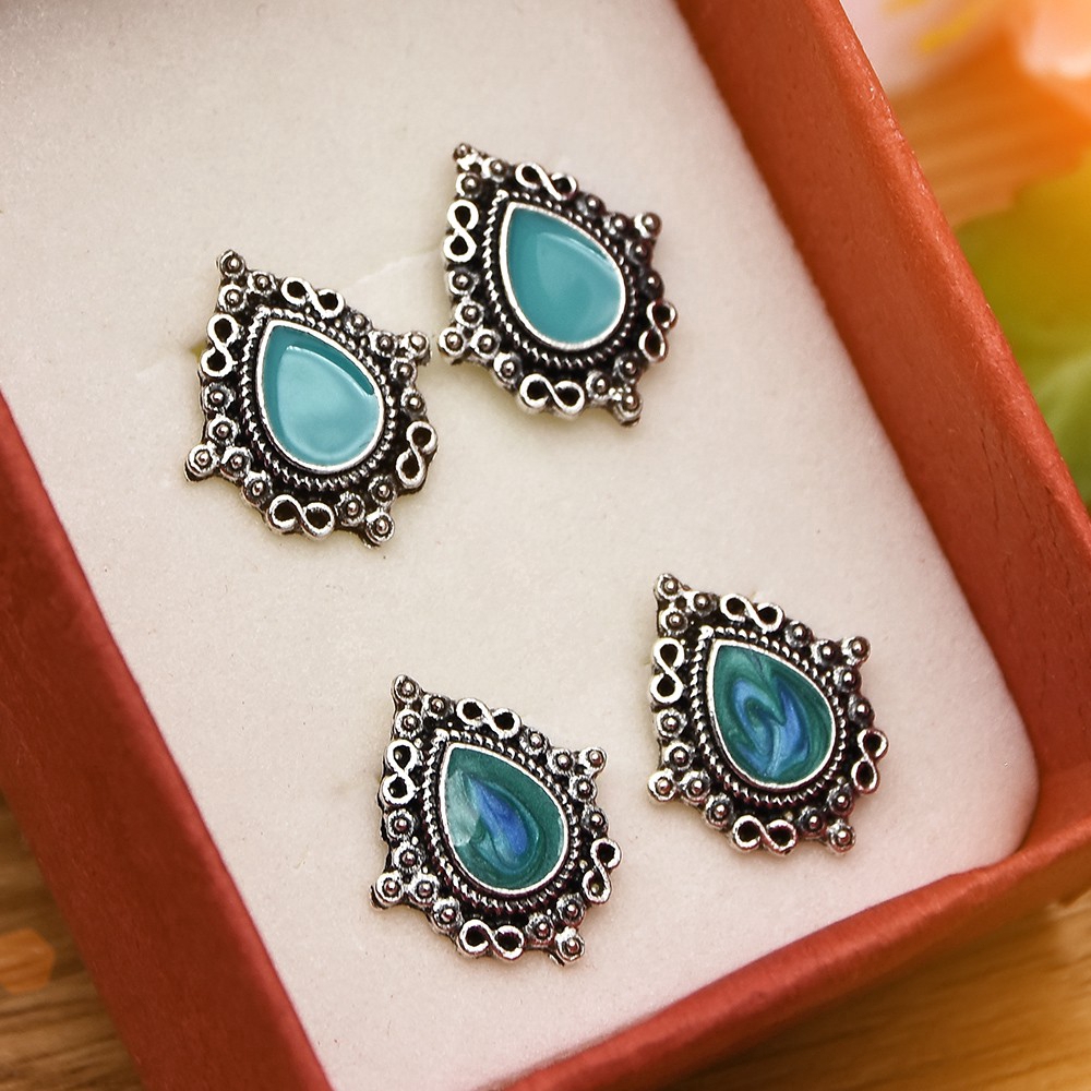 5 đôi khuyên tai thiết kế đính đá ngọc lam đơn giản phong cách Boho