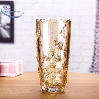 Lọ Hoa Bình Bông Thủy Tinh Nhũ Vàng 20cm