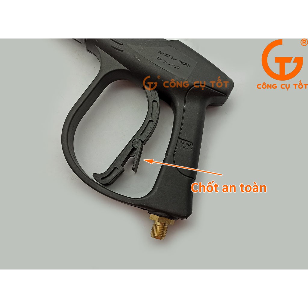 Súng rửa xe áp lực 3000psi mỏ vịt chỉnh tia dài 46cm ren ngoài nhỏ M14, có thể tháo khớp thành súng ngắn