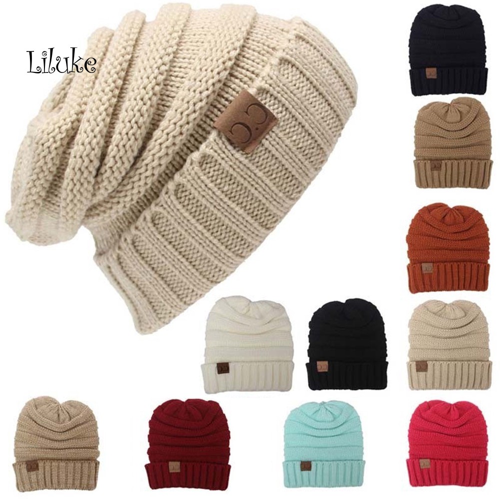 Mũ beanie len giữ ấm cho đầu và tai thiết kế màu trơn hợp thời trang cho nam/nữ