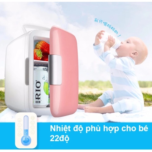 Tủ lạnh dùng cho ô to và gia đình đựng đồ trang điểm mỹ phẩm 2 chiều nóng lạnh dung tích 4l(hàng chĩnh hãng)