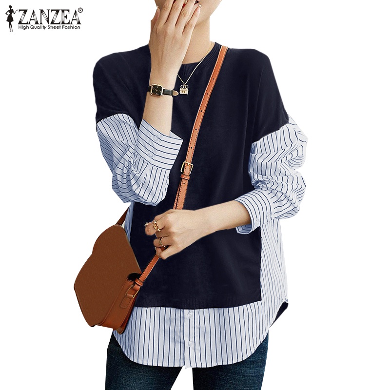 Áo nữ Zanzea tay dài kẻ sọc thời trang trẻ trung