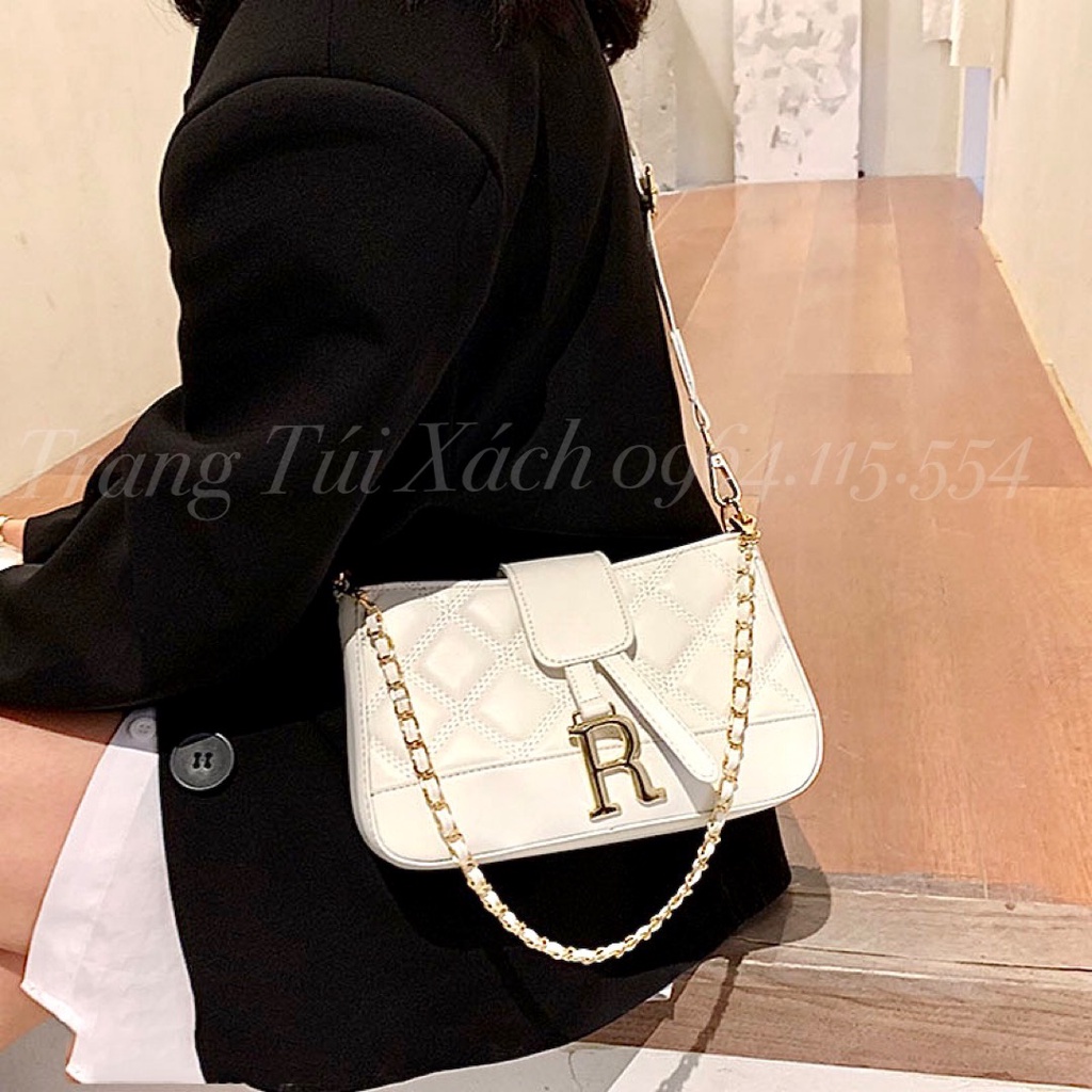 Túi Kẹp Nách Túi Xách Nữ Đeo Chéo Chữ R Sành Điệu kèm Dây Vải Bản To Thời Trang TTX110
