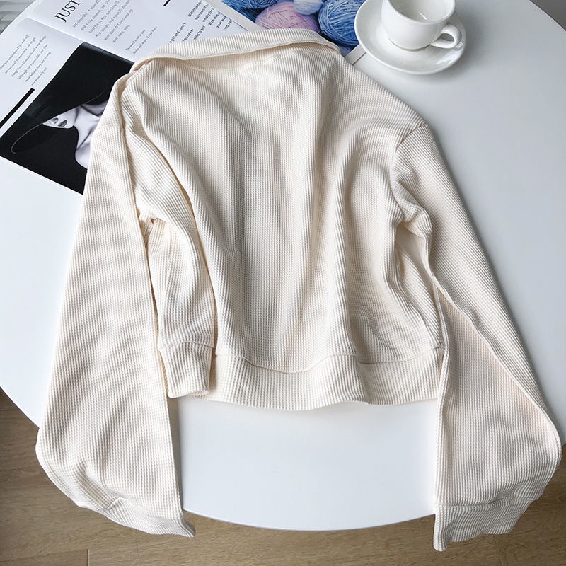Áo Khoác Cardigan Dáng Rộng Phối Khóa Kéo Đôi Phong Cách Hàn Quốc Trẻ Trung Cho Nữ