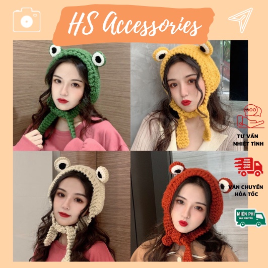Mũ len ếch hot trend nhiều màu sẵn hàng - L14