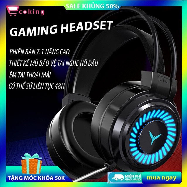 tai nghe gaming,ecoking chụp tai có giây chơi game KABETEME dành cho game thủ âm thanh nổi,có micro siêu rõ, có đèn led