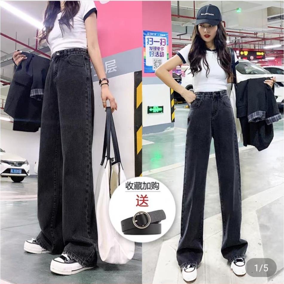 Quần jean bò ống rộng suông xuông nữ jeans cạp cao phong cách Hàn Quốc sành điệu style 2022 SKShop22 | BigBuy360 - bigbuy360.vn