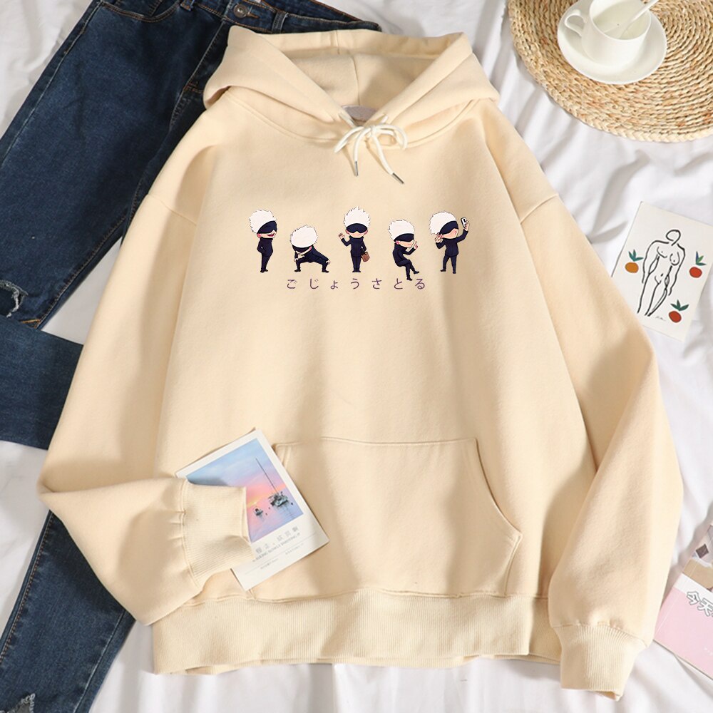Áo Hoodie Dáng Rộng In Họa Tiết Anime Jujutsu Kaisen Lil Gojo Thời Trang Mùa Thu Cho Nam Và Nữ