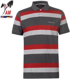 [100% Cotton - Sale] Áo Thun nam Pierre Cardin Trio Striped Jersey (Charc/Grey M - Size EU -)
