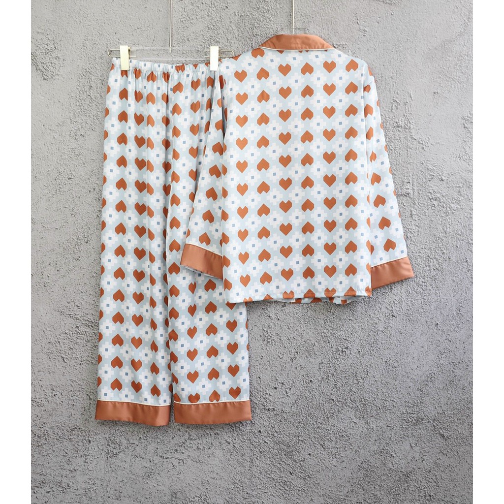 Đồ bộ mặc nhà cao cấp- Bộ đồ ngủ pijama lụa họa tiết viền màu quần dài tay dài cao cấp chất lụa mát rượi hàng đẹp chuẩn