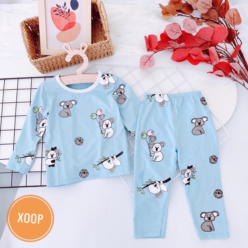 Bộ dài cotton 100% in toàn thân hoạ tiết voi xám Minky mom (8-18kg) ( BD5 ) Shop Phúc Yến