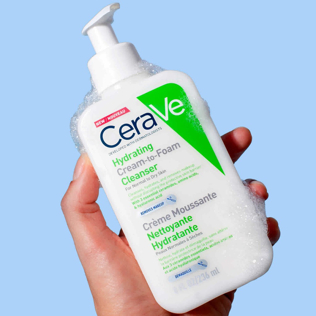 Sữa Rửa Mặt CERAVE HYDRATING Cleanser For Normal To Dry Skin dưỡng ẩm cho da khô 236ml
