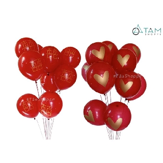 [DÀY ĐẸP] 10 bong bóng trang trí tiệc cưới trái tim chữ Hỷ Đỏ Vàng PA-BBCS-01