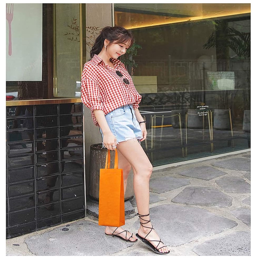 Set 10 Túi Đựng Chai Rượu Đơn Bằng Vải Không Dệt Có Tay Cầm Có Thể Tái Sử Dụng Kèm Giá Đỡ Đựng Chai Rượu