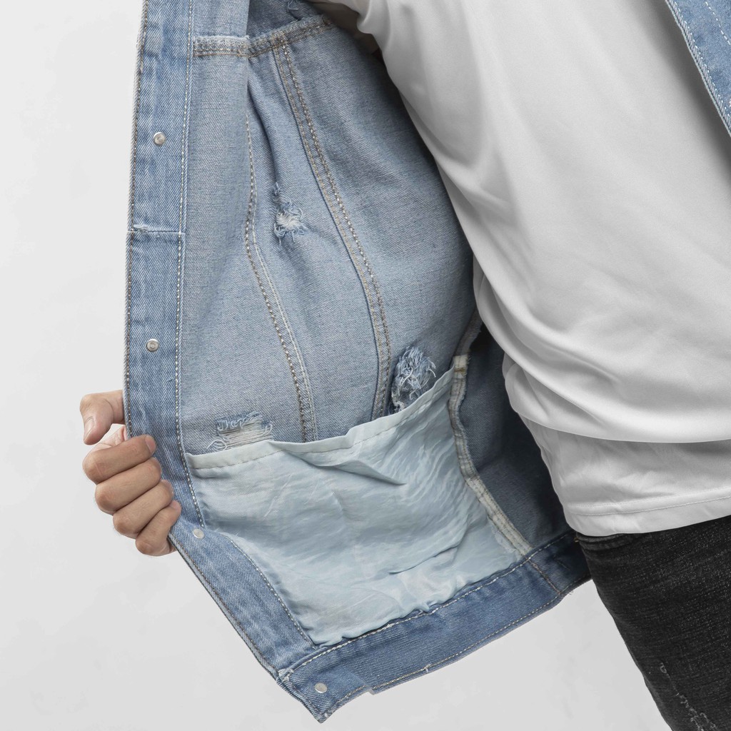 Áo khoác jean unisex nam nữ TH Store bò rách thiết kế cá tính phong cách ulzzang chống nắng