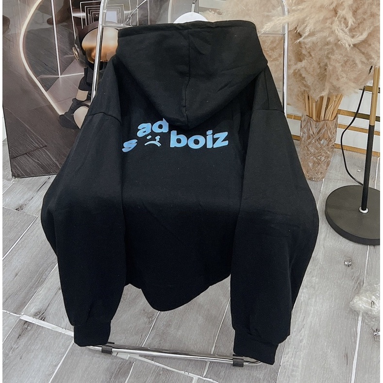 Áo Khoác Nỉ Form Rộng Sadboiz Siêu Hot Nam Nữ Unisex 2 Màu Mũ 2 Lớp