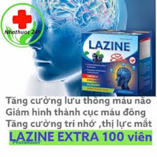 Hoạt huyết dưỡng não thảo dược Lazine Extra Hộp 100 Viên - Tăng Cường Máu Lên Não