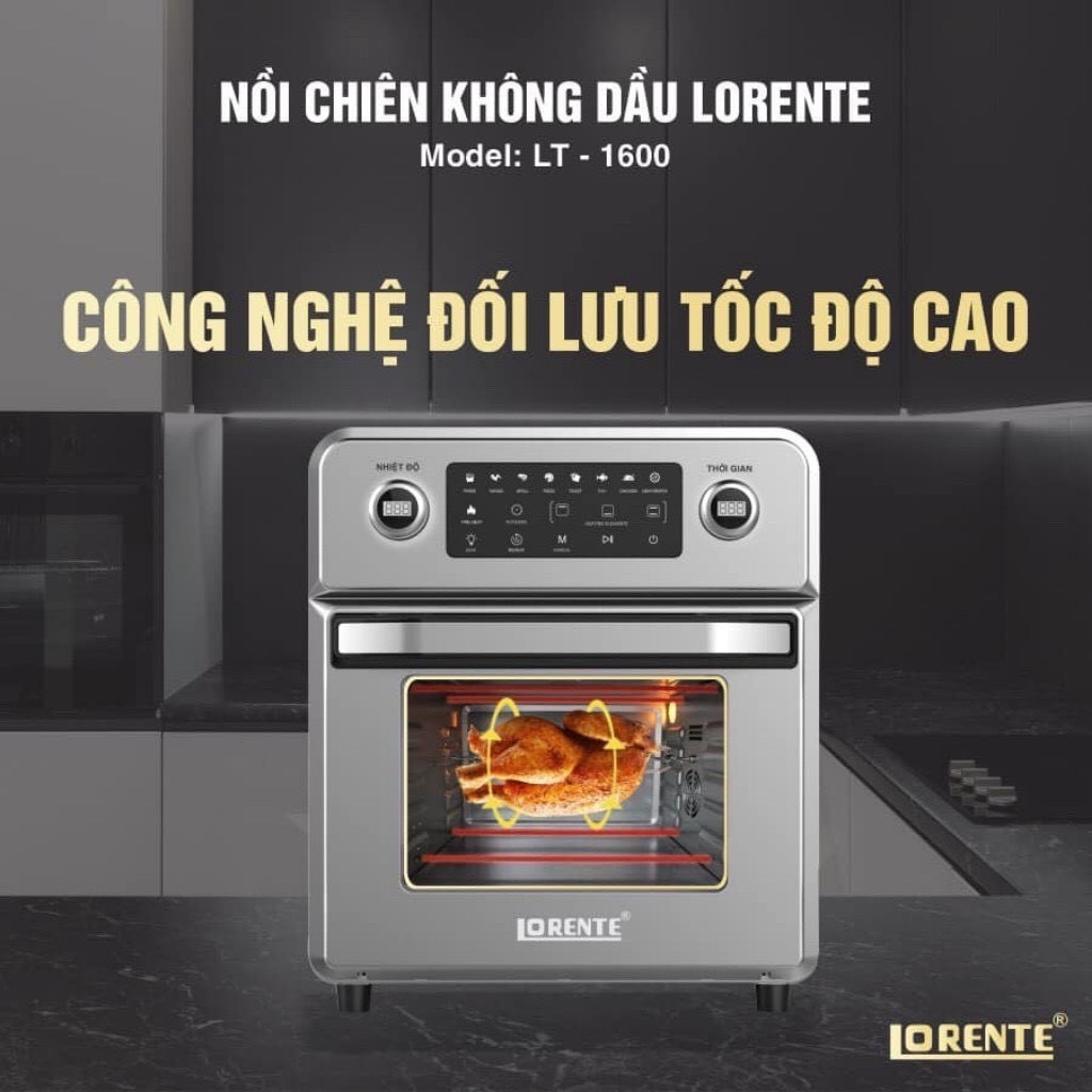 nồi chiên không dầu 16l lorente lt 1600 - màn điều khiển cảm ứng 8 chế độ cài đặt sẵn