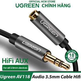 Dây cáp nối dài 3.5mm đầu đực sang 3.5mm đầu cái mạ vàng ugreen av118 - bh 18t chính hãng