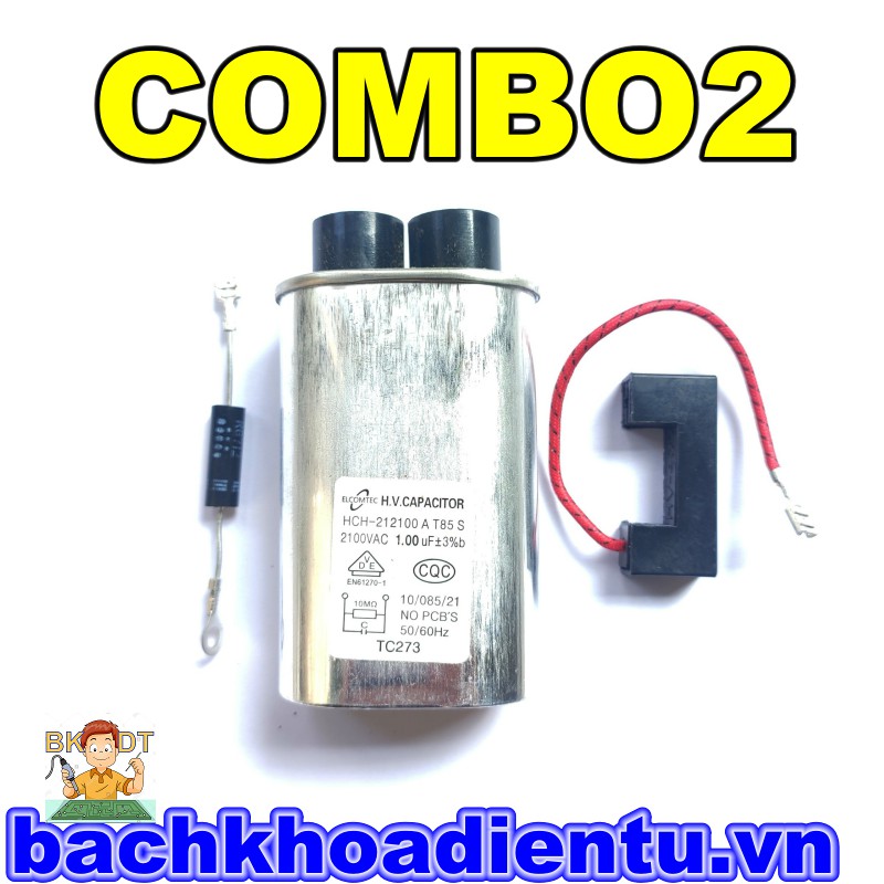 Combo sửa lò vi sóng không nóng Tụ 1uF + diode + cầu chì