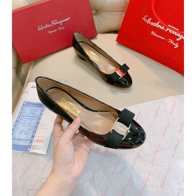 Giày búp bê svt phối nơ gót vuông spsl fullbox bill túi giấy