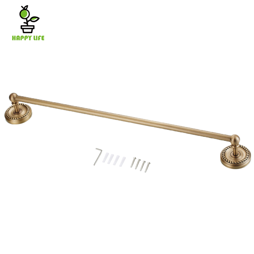 [whdog]1 piece Home Hotel Bathroom Antique 610mm Wall Single Towel Rail Rack Bar Round Robe Holder